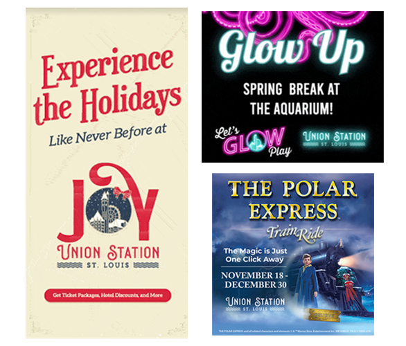 Collage of Union Station Ads